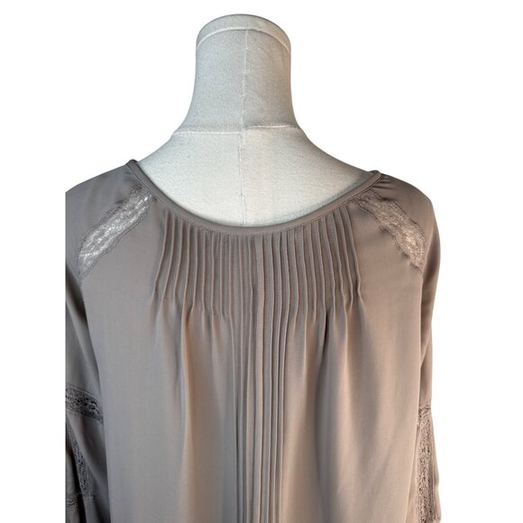 NWT ZARA Scoop Neckline Blouse M Beige Dainty Flowy Polyester Cotton - Picture 9 of 13